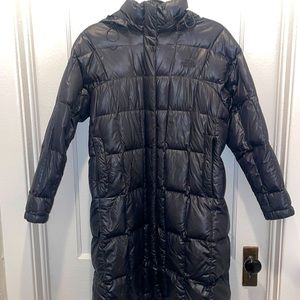 The North Face hooded long puffer jacket